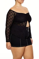 Plus Split-Hem Lace Top