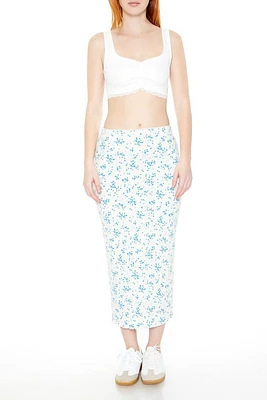 Pointelle Ditsy Floral Maxi Skirt