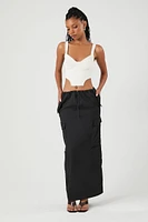 Toggle Drawstring Cargo Midi Skirt