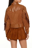 Fringe Faux Suede & Leather Shacket
