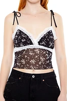 Lace-Trim Floral Tie-Strap Cami