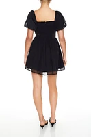 Puff-Sleeve Babydoll Mini Dress