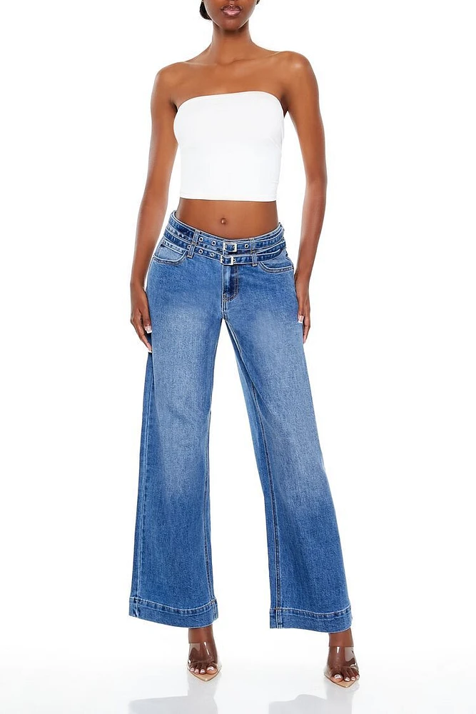 Belted Low-Rise Baggy Jeans