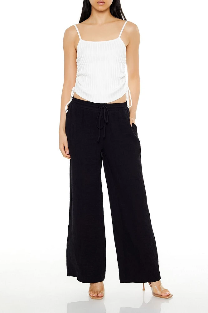 Wide-Leg Drawstring Pants