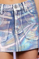 Iridescent Denim Mini Skirt