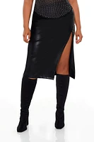 Plus Faux Leather Midi Skirt