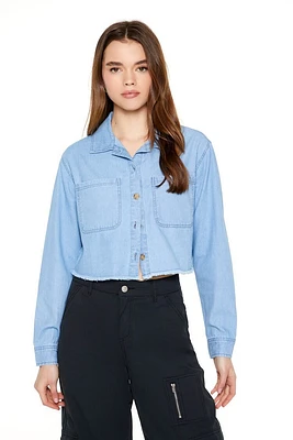 Frayed-Trim Chambray Shirt