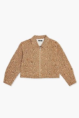 Girls Leopard Trucker Jacket (Kids)