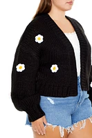 Plus Floral Cardigan Sweater