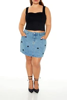 Plus Denim Crop Top