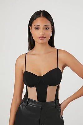 Colorblock Mesh Sweetheart Bodysuit