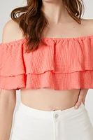 Off-the-Shoulder Flounce Crop Top