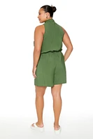 Plus Sleeveless Cargo Romper