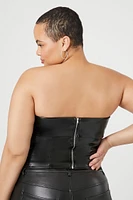 Plus Faux Leather Corset Tube Top