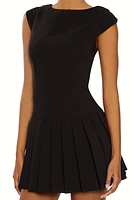 Pleated Drop-Waist Mini Dress