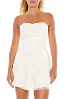 Ruched Strapless Lace Mini Dress