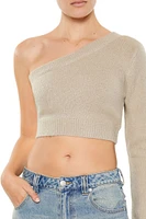 Sweater-Knit One-Shoulder Crop Top