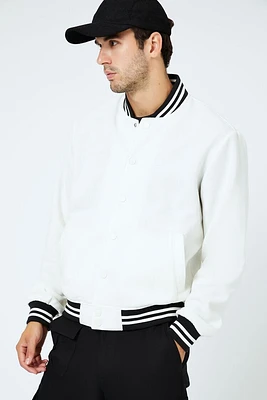 Varsity-Striped Bomber Jacket