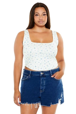 Plus Floral Print Crop Top