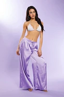 Satin Beaded Palazzo Pants