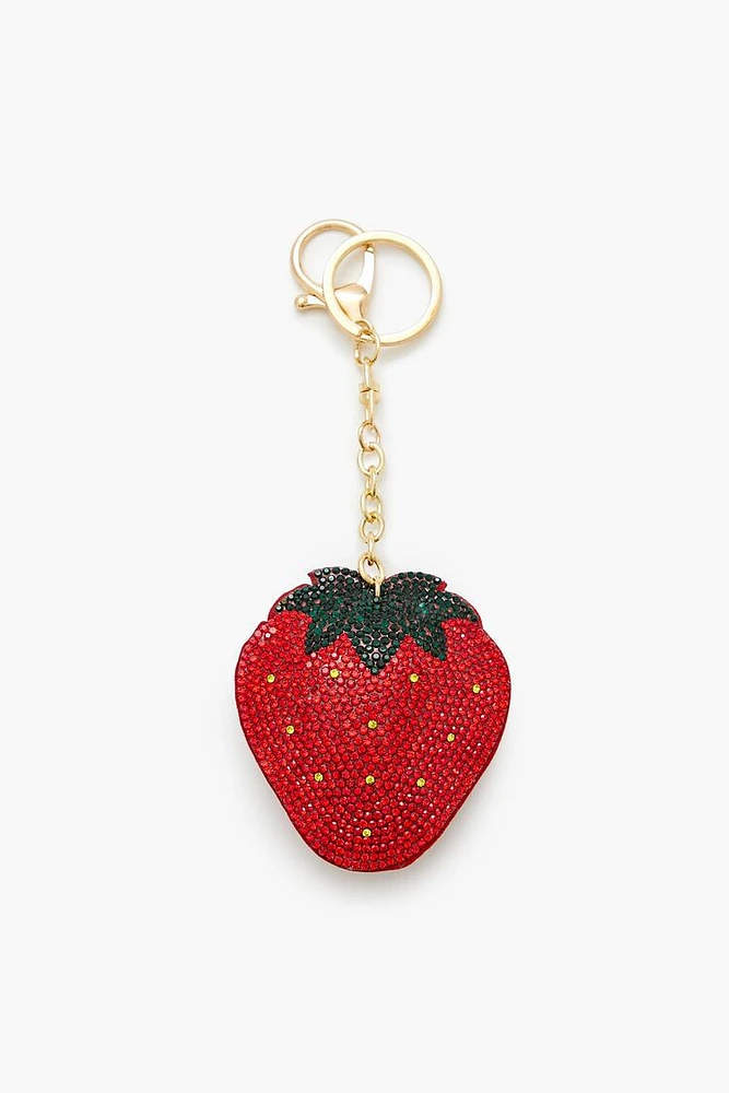 Rhinestone Strawberry Keychain