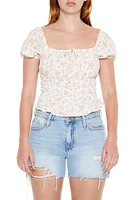 Ditsy Floral Puff-Sleeve Crop Top