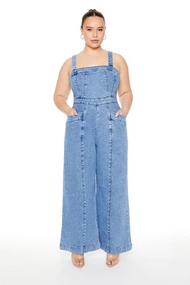 Plus Denim Wide-Leg Jumpsuit