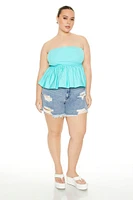 Plus Strapless Peplum Top