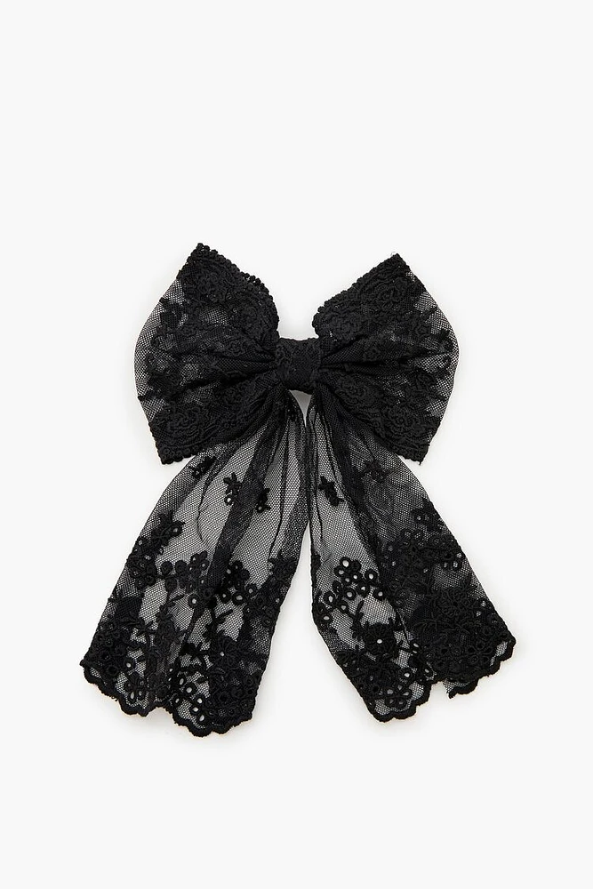 Embroidered Bow Hair Barrette