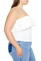 Plus Poplin Flounce Tube Top