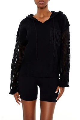 Open-Knit Netted Hoodie