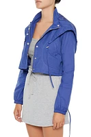 Drawstring Cropped Hooded Jacket