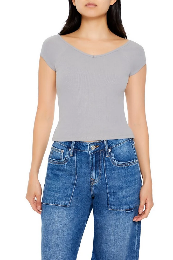 Ribbed V-Neck Tee