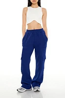 Fleece Wide-Leg Cargo Sweatpants