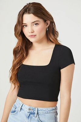 Cropped Square-Neck Tee