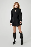 Surplice Mock Neck Wrap Dress