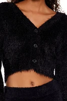 Fuzzy Knit Cardigan Sweater