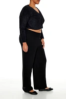 Plus Wide-Leg Sweater-Knit Pants