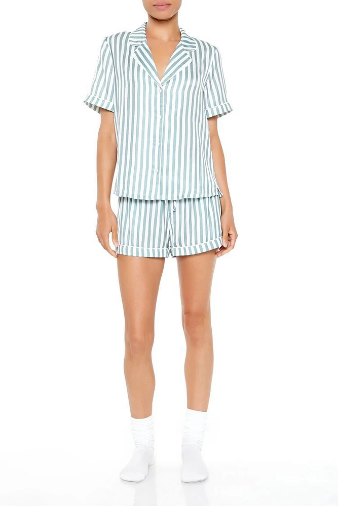 Striped Shirt & Shorts Pajama Set
