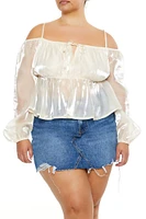 Plus Organza Open-Shoulder Top