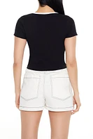 Ribbed Bow Cropped Tee