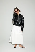 Faux Leather Zip-Up Bomber Jacket