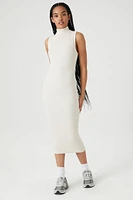 Ribbed Knit Mock Neck Midi Dress