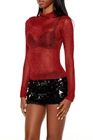 Sheer Glitter Turtleneck Sweater