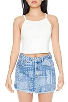 Bandana Print Denim Mini Skirt