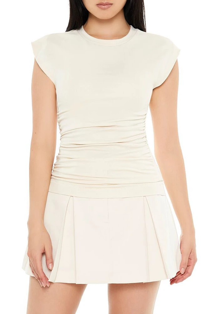 Ruched Cap-Sleeve Cutout Top