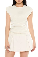 Ruched Cap-Sleeve Cutout Top