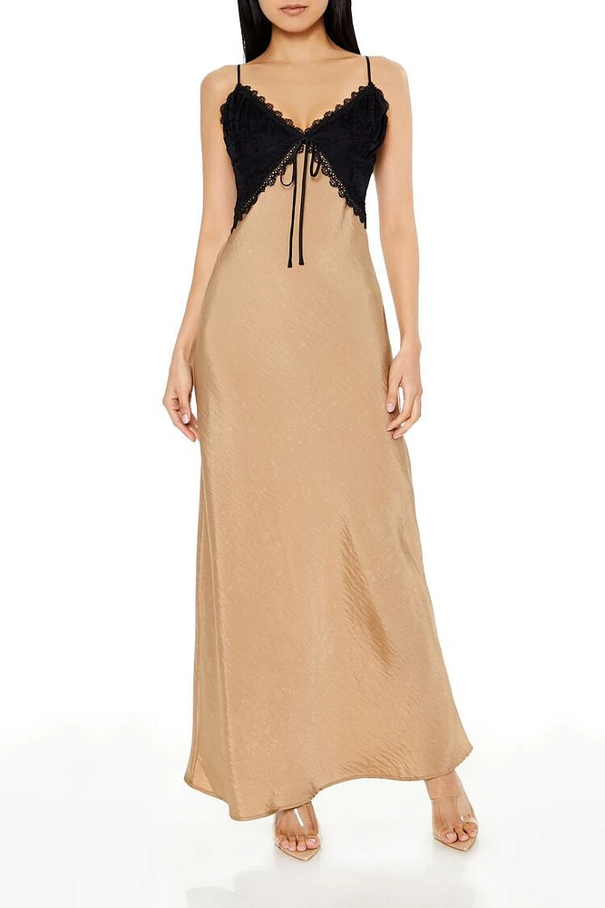 Two-Tone Maxi Slip Dress