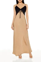 Two-Tone Maxi Slip Dress
