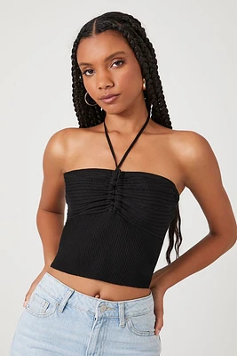 Sweater-Knit Halter Crop Top